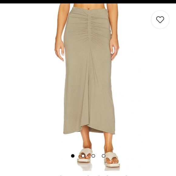 NWT BOBI Shirred Maxi Skirt Basil Green XS - Picture 1 of 8